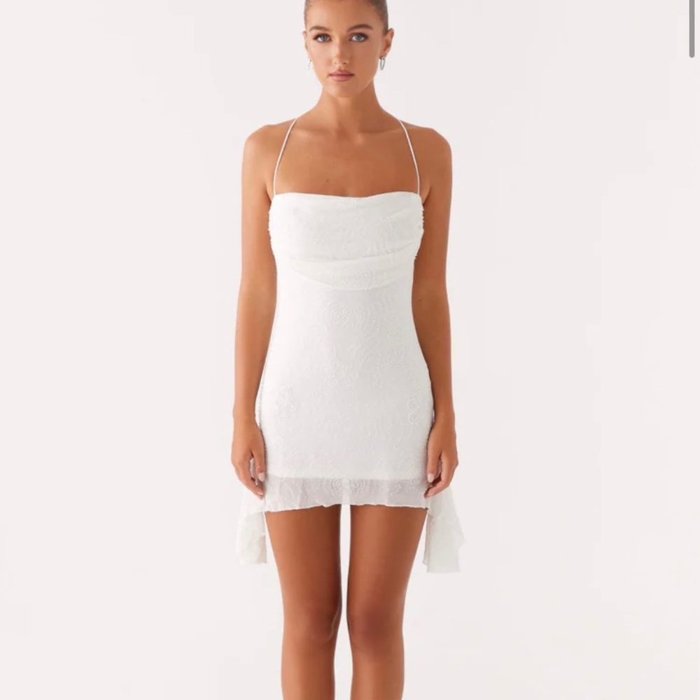 Axel Beaded Mini Dress- White